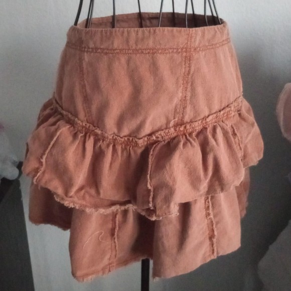 Free People Dresses & Skirts - Free People Ruffles in the Sand Rust Orange Terracotta Tiered Mini Skirt